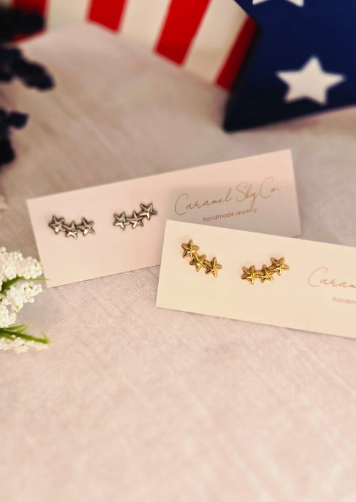 The Celeste Earrings – Stainless Steel Star Climbers
