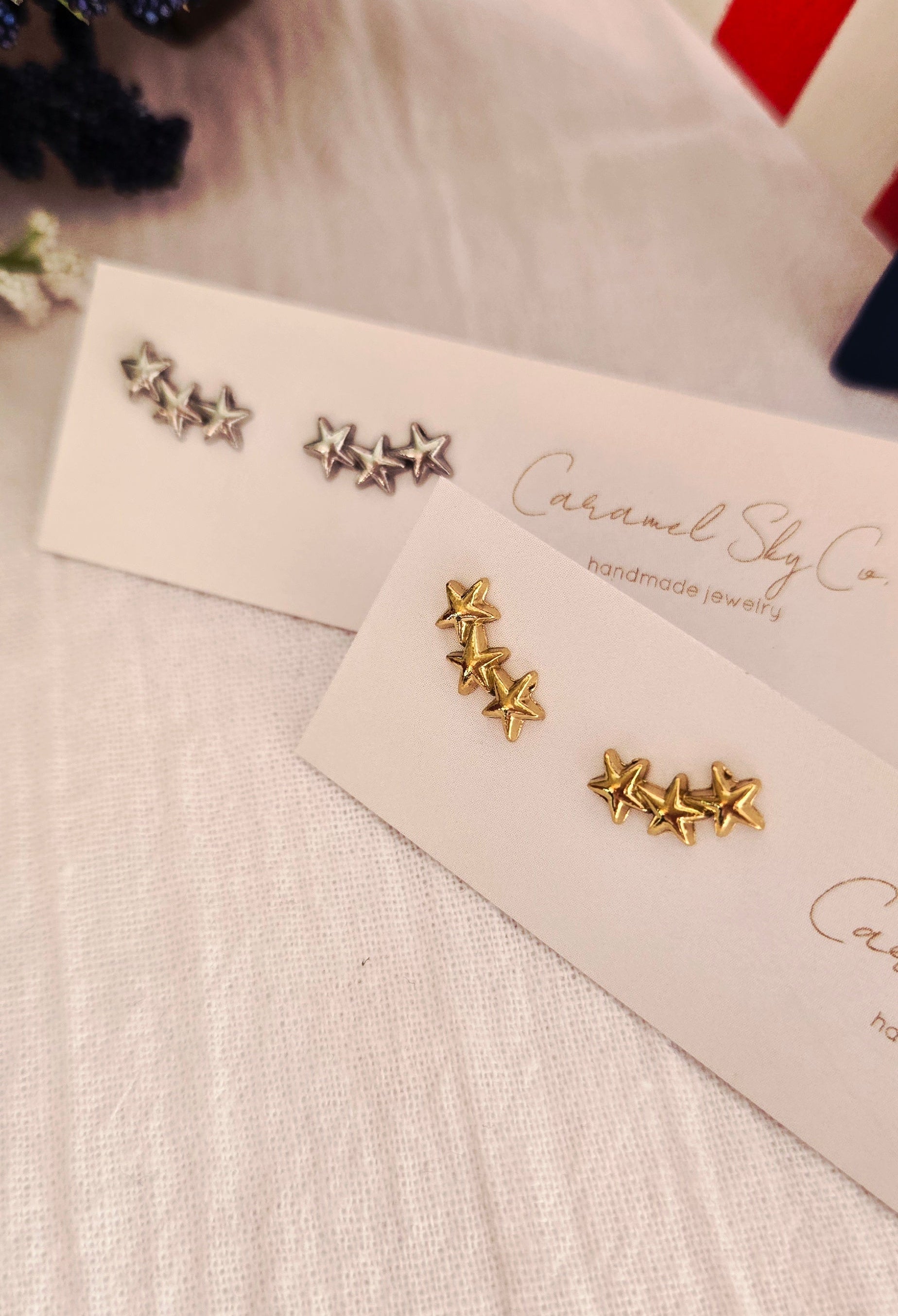 The Celeste Earrings – Stainless Steel Star Climbers